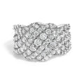 10K gold diamond cluster band ring with multiple rows of round diamonds