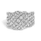 10K gold diamond cluster band ring with multiple rows of round diamonds thumbnail 1