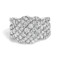 10K Gold 3.00 Cttw Diamond Multi Row Cluster Band Ring (I-J Color, I3 Clarity)