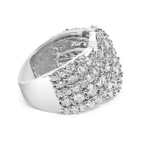 10K Gold 3.00 Cttw Diamond Multi Row Cluster Band Ring (I-J Color, I3 Clarity)