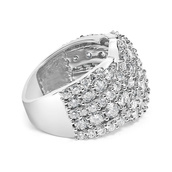 10K Gold 3.00 Cttw Diamond Multi Row Cluster Band Ring (I-J Color, I3 Clarity)