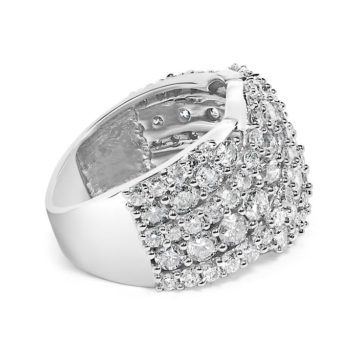10K Gold 3.00 Cttw Diamond Multi Row Cluster Band Ring (I-J Color, I3 Clarity)