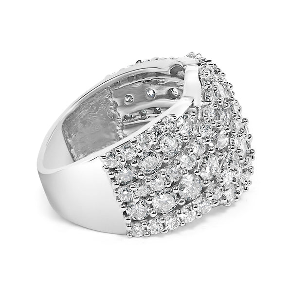 10K Gold 3.00 Cttw Diamond Multi Row Cluster Band Ring (I-J Color, I3 Clarity)