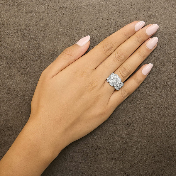 10K Gold 3.00 Cttw Diamond Multi Row Cluster Band Ring (I-J Color, I3 Clarity)
