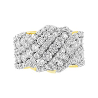 10K Gold 3.00 Cttw Diamond Multi Row Cluster Band Ring (I-J Color, I3 Clarity)
