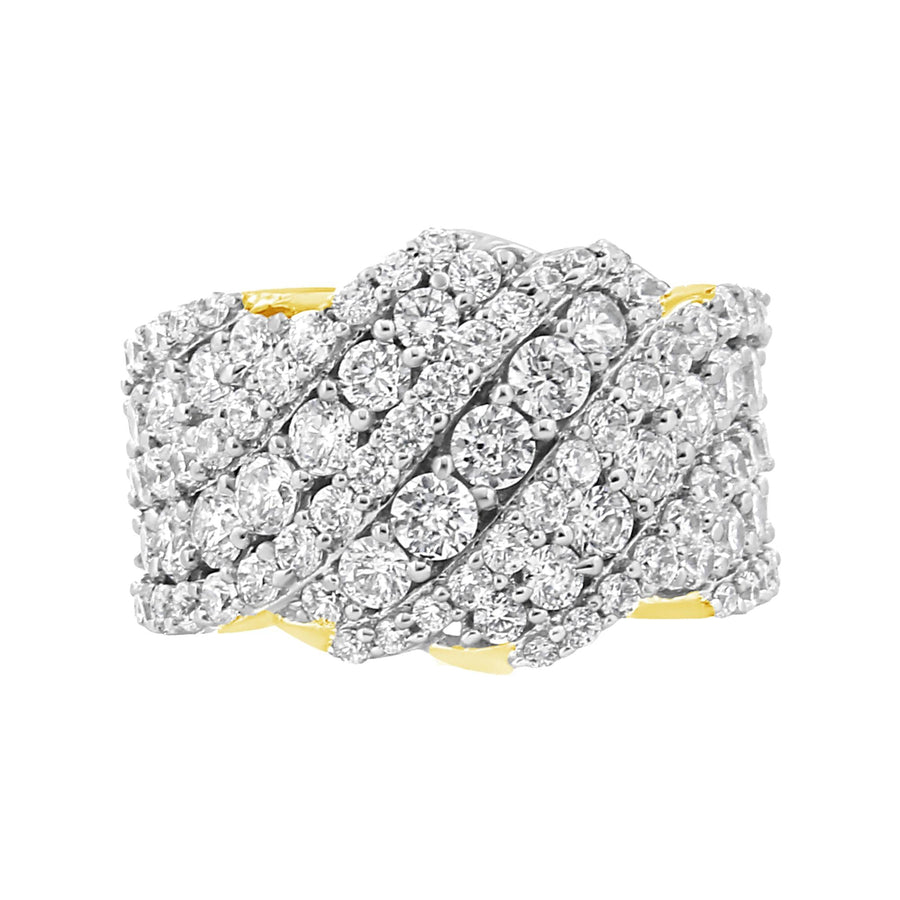 10K Gold 3.00 Cttw Diamond Multi Row Cluster Band Ring (I-J Color, I3 Clarity)