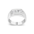 925 sterling silver men's ring with 3 channel-set diamond stones