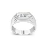 925 sterling silver men's ring with 3 channel-set diamond stones thumbnail 1