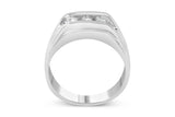 Men's .925 Sterling Silver 1/3 Cttw Diamond Channel Set 3 Stone Ring Band (I-J Color, I3 Clarity)-1 thumbnail 2