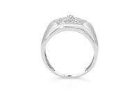 Men's .925 Sterling Silver 1/2 Cttw Multi-Diamond Hexagon Frame Ring (I-J Color, I3 Clarity)