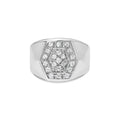 925 sterling silver men's ring with cluster diamonds in a hexagon frame