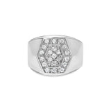925 sterling silver men's ring with cluster diamonds in a hexagon frame thumbnail 1