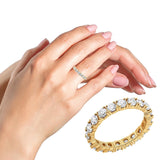 14K Yellow Gold 2.00 Cttw Shared Prong Set Round Cut Diamond Eternity Band (J-K Color, VS1-VS2 Clarity)-2 thumbnail 3