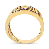 10K Yellow Gold Plated .925 Sterling Silver 1 1/2 Cttw Diamond 4 Row Channel Band Ring (Champagne Color, I2-I3 Clarity)-3 thumbnail 4