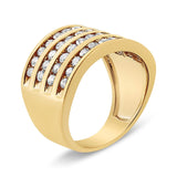 10K Yellow Gold Plated .925 Sterling Silver 1 1/2 Cttw Diamond 4 Row Channel Band Ring (Champagne Color, I2-I3 Clarity)-4 thumbnail 5