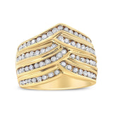 10K Yellow Gold Plated .925 Sterling Silver 1 1/2 Cttw Diamond Channel Band (Champagne Color, I2-I3 Clarity) Ring-1 thumbnail 2