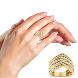 10K Yellow Gold Plated .925 Sterling Silver 1 1/2 Cttw Diamond Channel Band (Champagne Color, I2-I3 Clarity) Ring-2 thumbnail 3