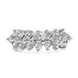 Sterling Silver 1 1/4 Cttw Princess Diamond Cluster Band Ring-0 thumbnail 1