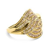 10K Yellow Gold 2.0 Cttw Channel Set Diamond Cocktail Swirl Band Ring (K-L Color, I1-I2 Clarity)-1 thumbnail 2