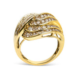 10K Yellow Gold 2.0 Cttw Channel Set Diamond Cocktail Swirl Band Ring (K-L Color, I1-I2 Clarity)-3 thumbnail 4