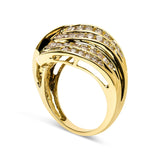 10K Yellow Gold 2.0 Cttw Channel Set Diamond Cocktail Swirl Band Ring (K-L Color, I1-I2 Clarity)-4 thumbnail 5
