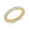 14K yellow gold eternity band ring with princess cut diamond stones