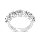 14K white gold ring with 6 round diamond stones in shared prong setting thumbnail 1
