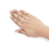 14K White Gold 3.0 Cttw Lab-Grown Diamond Shared Prong Set 6 Stone Band Ring (G-H Color, VS2-SI1 Clarity)-2 thumbnail 3