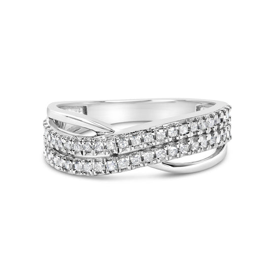 10K White Gold 1/2 Cttw Princess Diamond Split Shank Band Ring-0