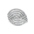 10K White Gold 1 1/2 Cttw Princess Diamond Swirl Design Cocktail Ring-0