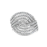 10K White Gold 1 1/2 Cttw Princess Diamond Swirl Design Cocktail Ring-0 thumbnail 1