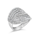 10K White Gold 1 1/2 Cttw Princess Diamond Swirl Design Cocktail Ring-3 thumbnail 4