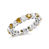 14K White Gold 3.00 Cttw Alternating White and Yellow Lab-Grown Diamond Eternity Band Ring (F-G Color, VS1-VS2 Clarity)-3 thumbnail 4