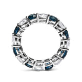 14K White Gold 6 1/4 Cttw Alternating Lab-Grown White and Natural Treated Blue Diamond Eternity Band Ring (F-G Color, VS1-VS2 Clarity)  - Ring Size 7.5-1 thumbnail 2