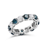 14K White Gold 6 1/4 Cttw Alternating Lab-Grown White and Natural Treated Blue Diamond Eternity Band Ring (F-G Color, VS1-VS2 Clarity)  - Ring Size 7.5-3 thumbnail 4