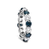 14K White Gold 6 1/4 Cttw Alternating Lab-Grown White and Natural Treated Blue Diamond Eternity Band Ring (F-G Color, VS1-VS2 Clarity)  - Ring Size 7.5-4 thumbnail 5