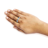 14K White Gold 6 1/4 Cttw Alternating Lab-Grown White and Natural Treated Blue Diamond Eternity Band Ring (F-G Color, VS1-VS2 Clarity)  - Ring Size 7.5-2 thumbnail 3