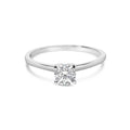 14K white gold ring with 1 round diamond stone in a four prong solitaire