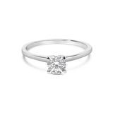 14K white gold ring with 1 round diamond stone in a four prong solitaire thumbnail 1