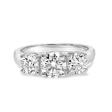 14K white gold ring with 3 round lab grown diamond stones thumbnail 1