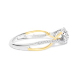 14K Yellow Gold Plated .925 Sterling Silver 1/4 Cttw Diamond Bypass and Halo Promise Ring (I-J Color, I3 Clarity)-1 thumbnail 2