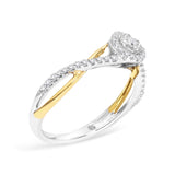14K Yellow Gold Plated .925 Sterling Silver 1/4 Cttw Diamond Bypass and Halo Promise Ring (I-J Color, I3 Clarity)-3 thumbnail 4