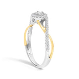 14K Yellow Gold Plated .925 Sterling Silver 1/4 Cttw Diamond Bypass and Halo Promise Ring (I-J Color, I3 Clarity)-4 thumbnail 5