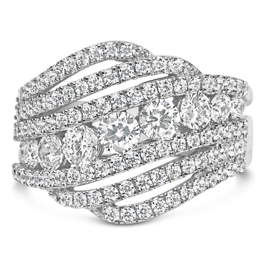 .925 Sterling Silver 2.00 Cttw Lab Grown Diamond Cluster Band Ring-0