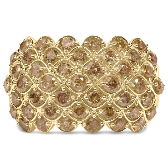 10K Yellow Gold 2.0 Cttw Brown Diamond Teardrop Design Cocktail Ring-0