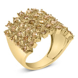 10K Yellow Gold 2.0 Cttw Brown Diamond Mesh Link Cocktail Ring-3 thumbnail 4