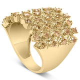 10K Yellow Gold 2.0 Cttw Brown Diamond Mesh Link Cocktail Ring-4 thumbnail 5