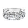 .925 Sterling Silver 2.0 Cttw Lab Grown Diamond 3 Row Band Ring (F-G Color, VS1-VS2 Clarity-0