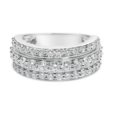 .925 Sterling Silver 2.0 Cttw Lab Grown Diamond 3 Row Band Ring (F-G Color, VS1-VS2 Clarity-0 thumbnail 1