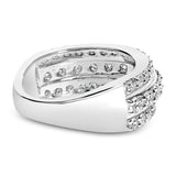 .925 Sterling Silver 2.0 Cttw Lab Grown Diamond 3 Row Band Ring (F-G Color, VS1-VS2 Clarity-1 thumbnail 2